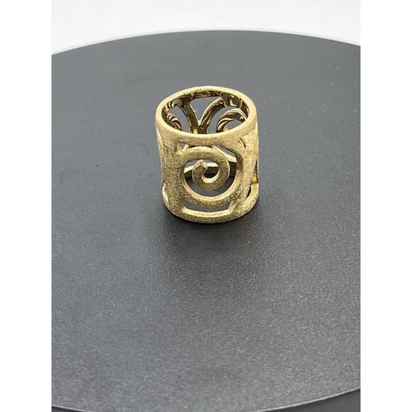 Andara Wide Band Brushed Textured Gold Tone Wide‎ Cigar Band Ring Sz 6-6.5 - Picture 11 of 15